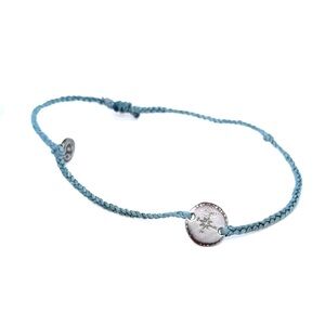 Pura Vida Silver Compass Coin Bracelet in Light Blue